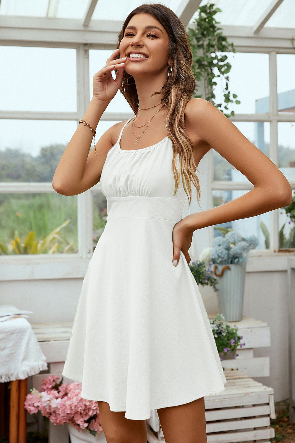 Léana | Robe d'été évasée à fines bretelles