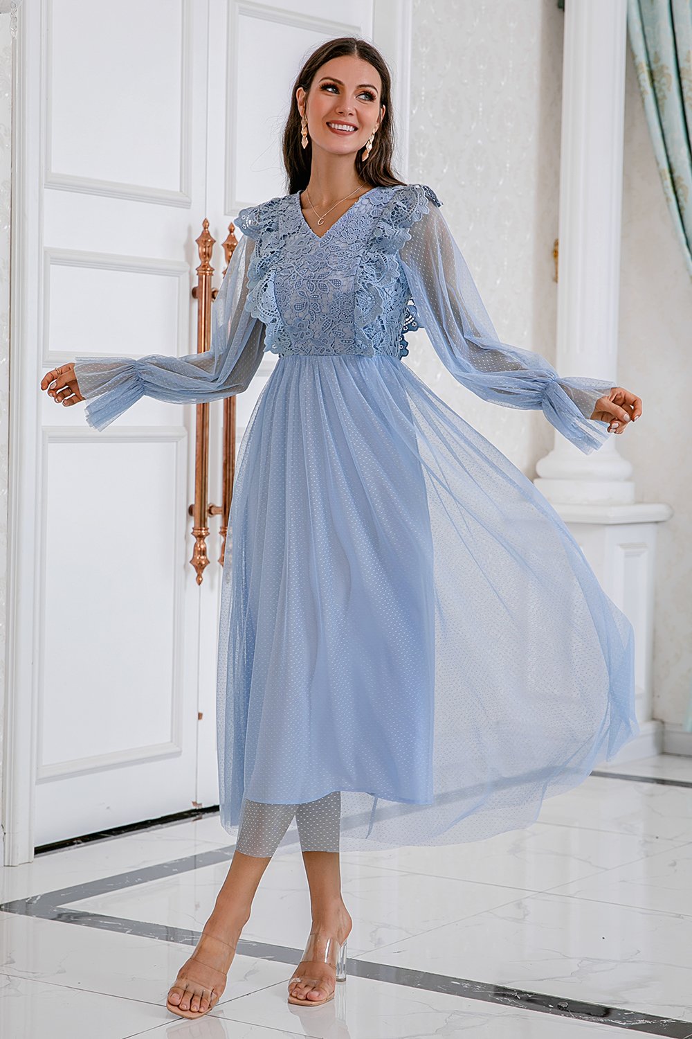 Amandine | Robe de bal longue en tulle brodé