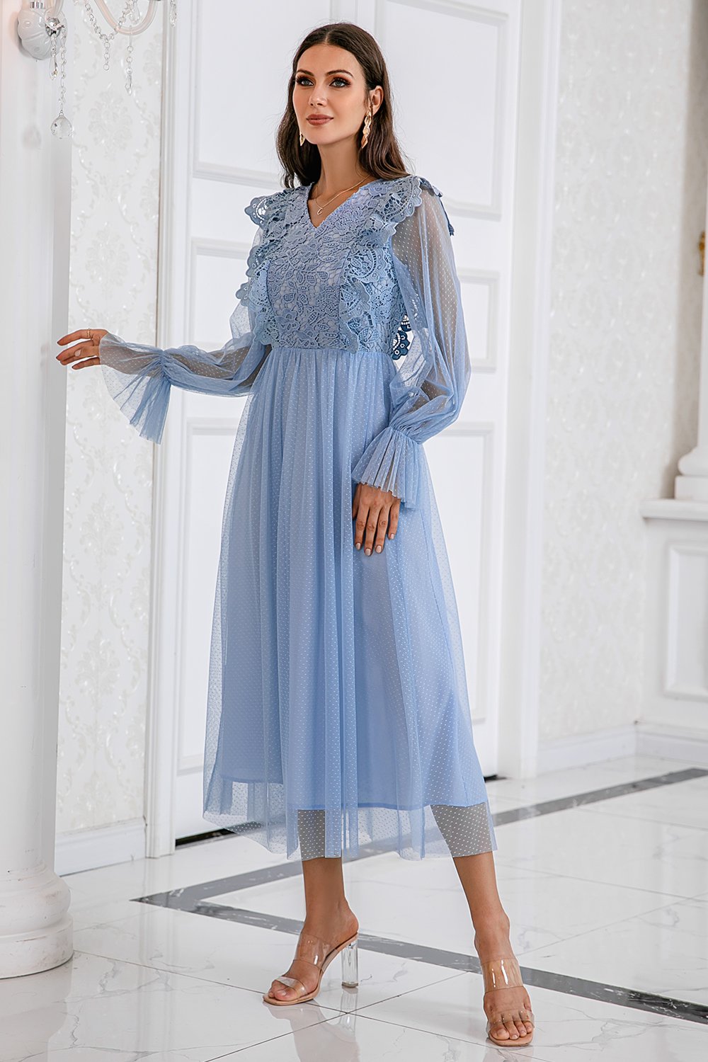 Amandine | Robe de bal longue en tulle brodé