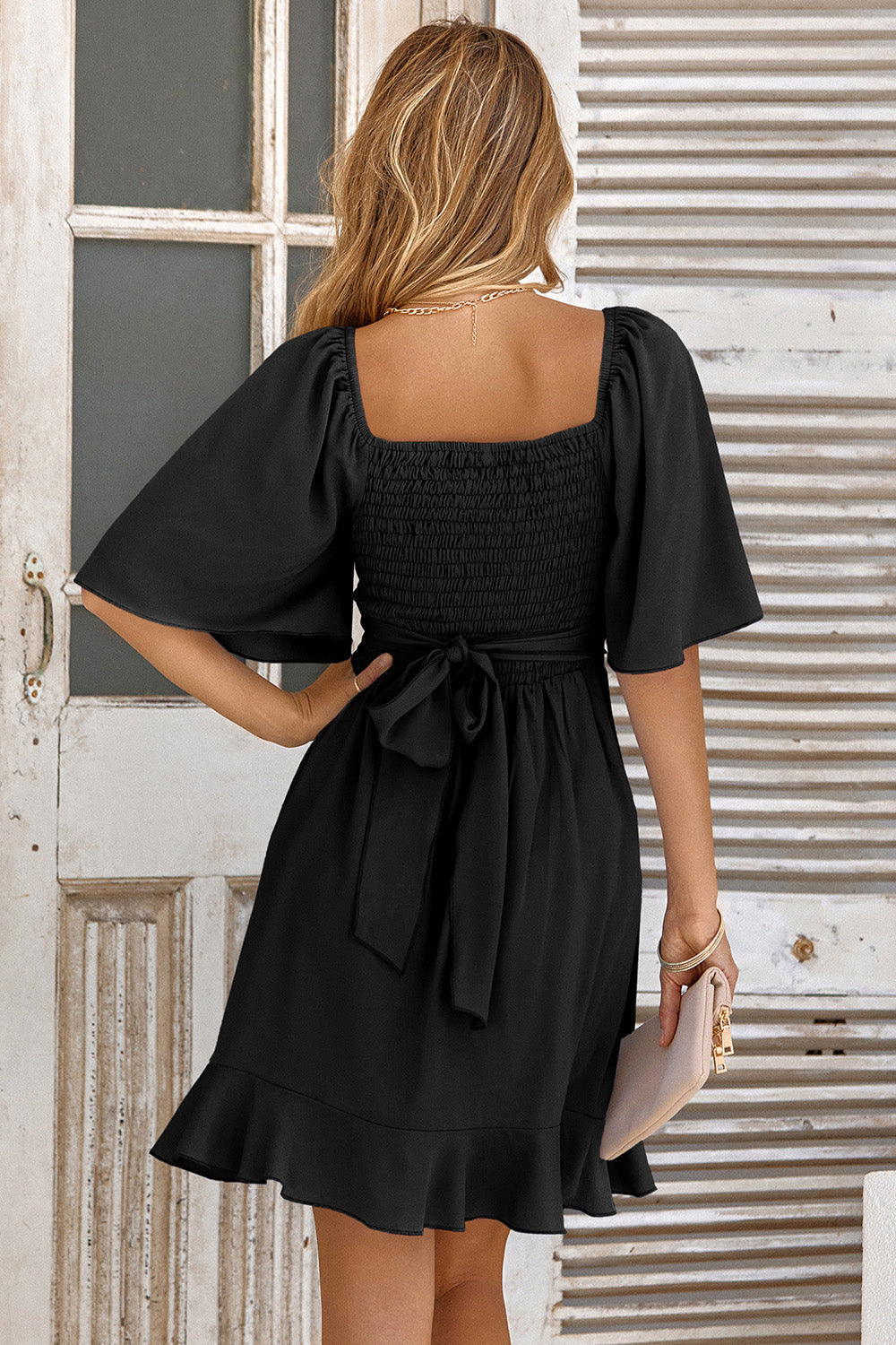 Soline | Robe portefeuille courte à volants