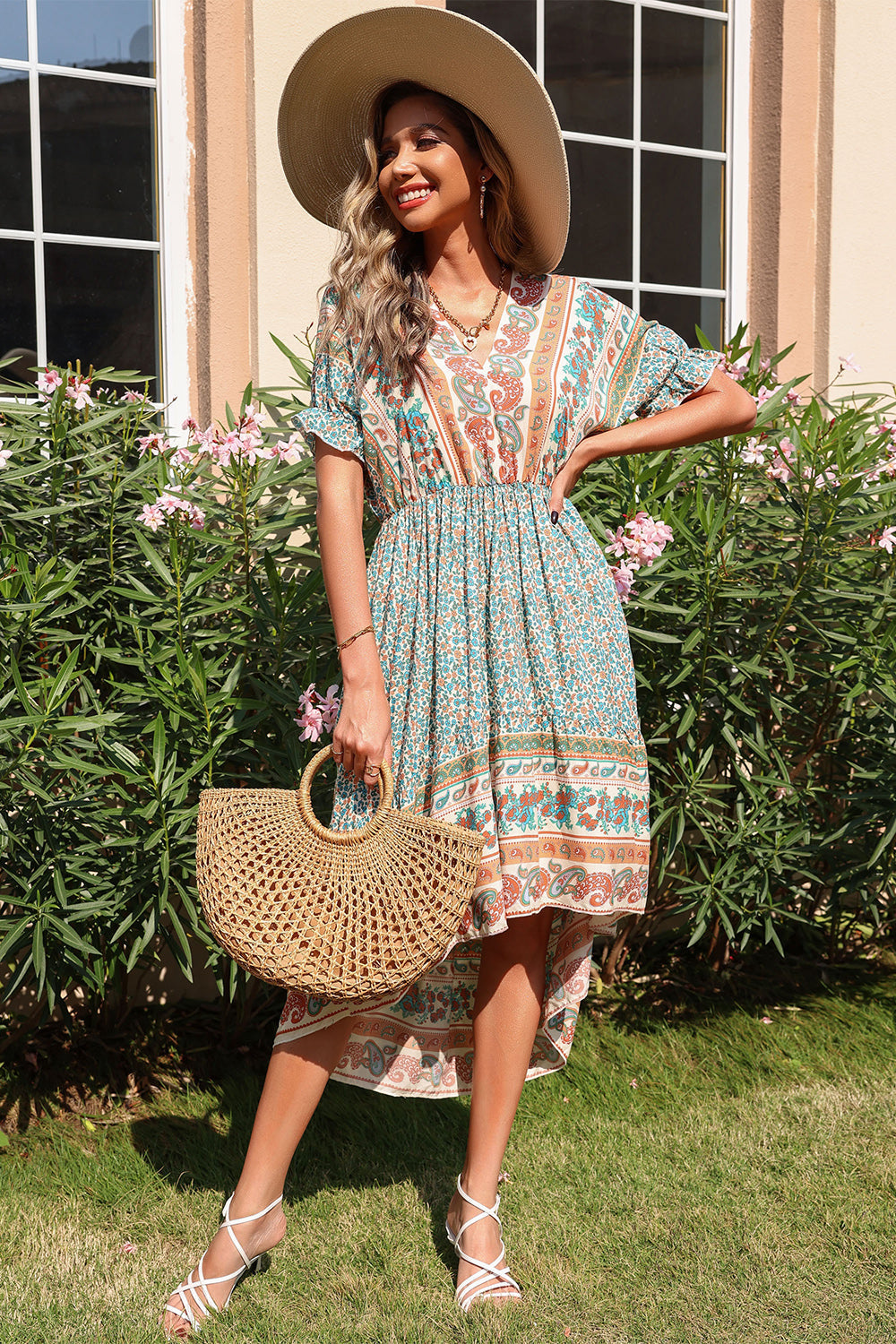 Lina | Robe bohème à imprimé floral et coupe asymétrique
