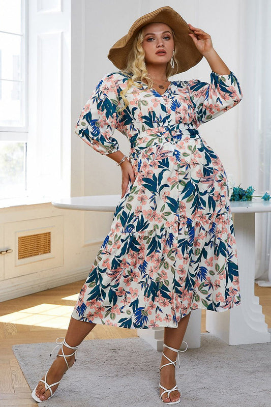Mélissa | Robe longue portefeuille à imprimé floral pastel